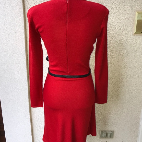 Adrienne Vittadini Red Wool Blend A-Line Knit Dres - Picture 2 of 5